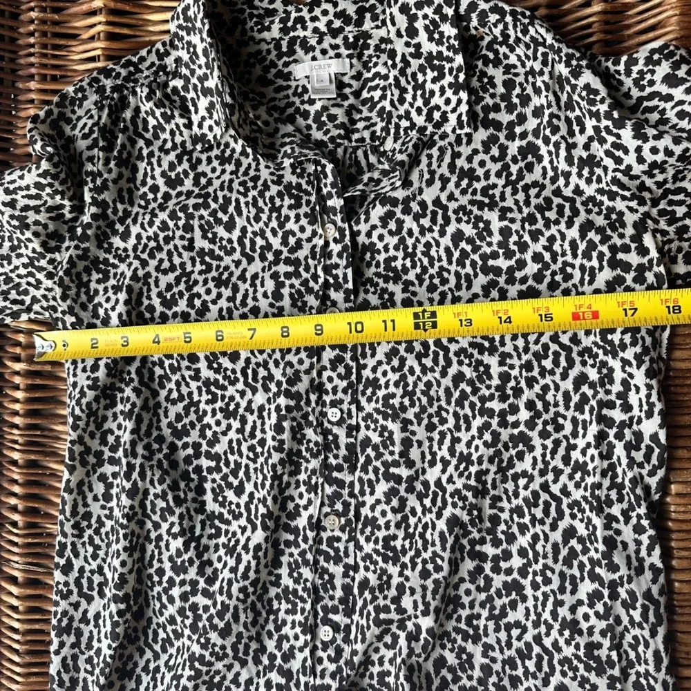 J.Crew Womens Black Ivory Animal Leopard Print‎ 100% Cotton Button Down Shirt 4